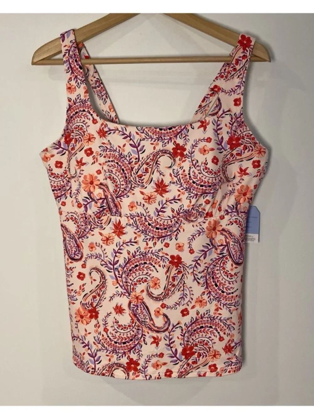 NWT Lands' End Tankini Top Bathing Suit Swim Underwire Pink Purple 16DDD New